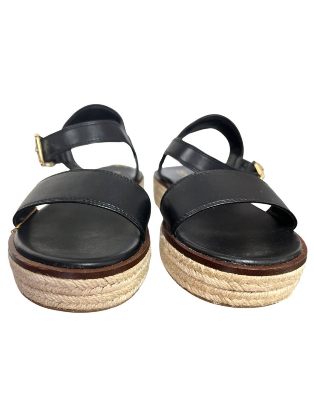 Michael Kors Richie Platform Espadrille Sandals Black Leather Size 7 NWOB - Picture 8 of 8